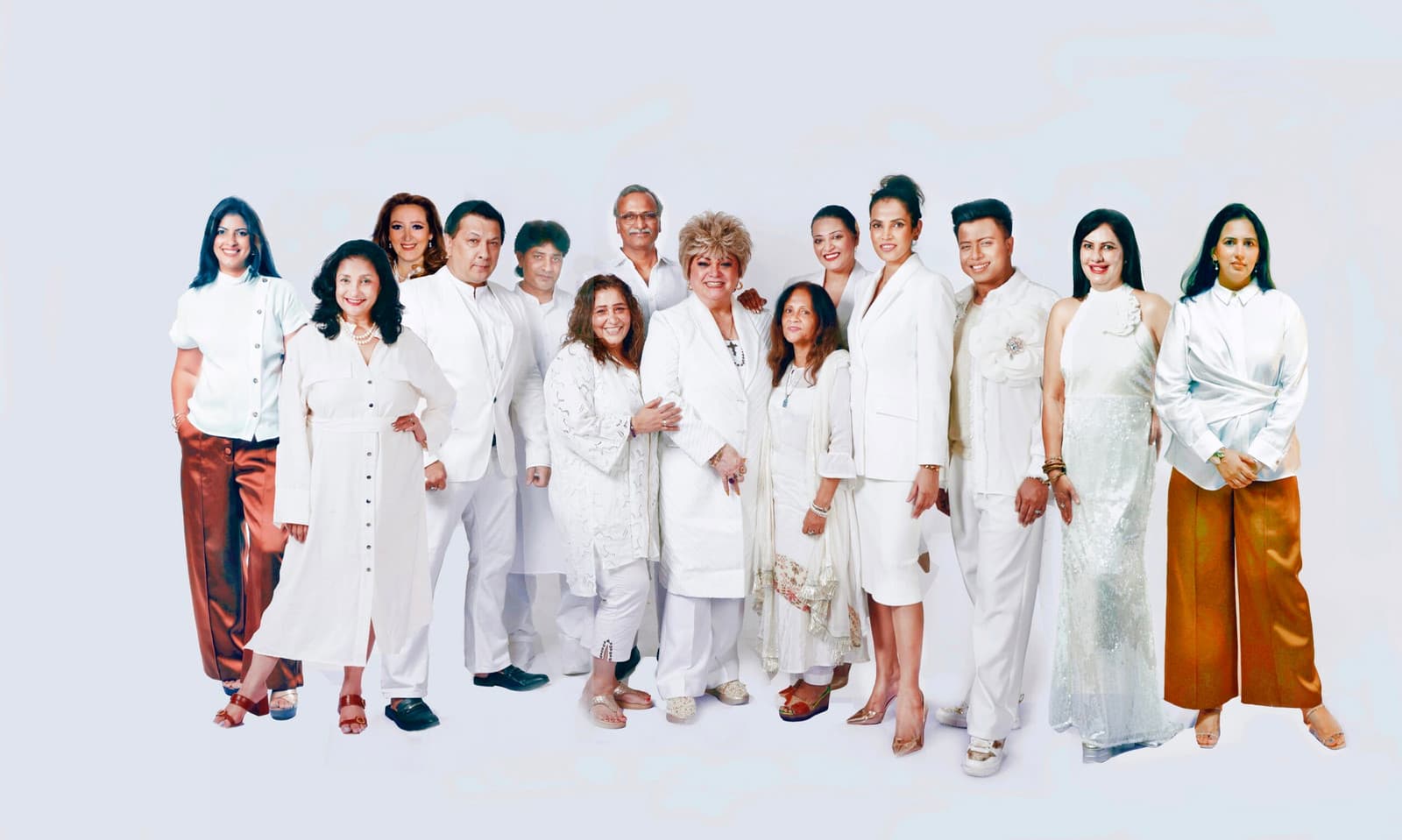 The Earthwide Mrs India team together, dressed in white
