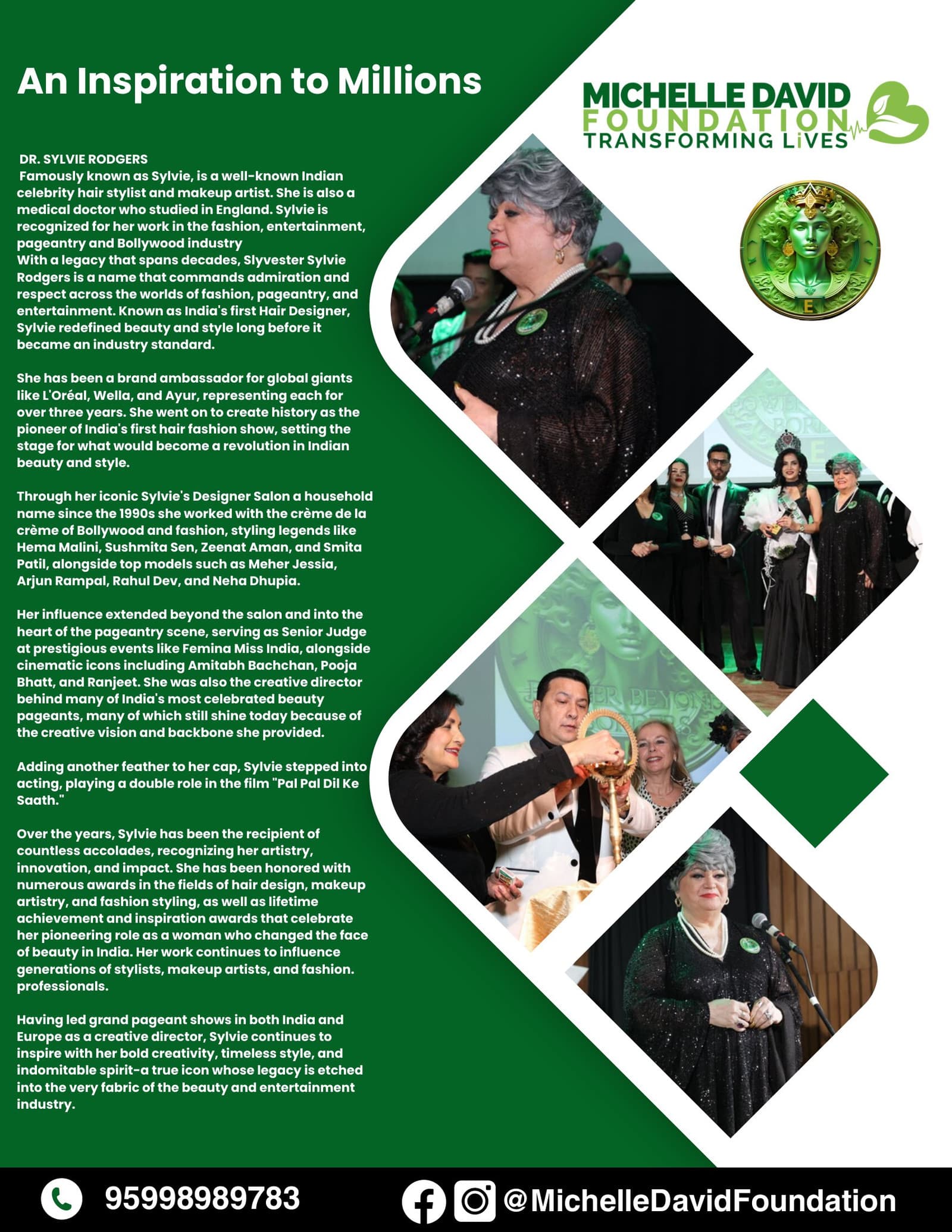 Poster profiling Dr. Sylvie Rodgers, An Inspiration to Millions